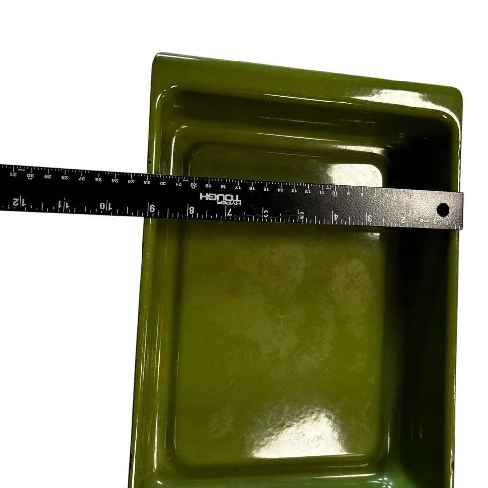 Cathrineholm Avocado Green Lotus Enamel Lasagna Pan Baking Dish MCM 13x9 Vtg